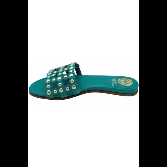 Vince Camuto Leather Studded Slide Sandals Ellanna Cozumel - Medium - Picture 3 of 5